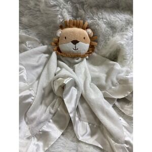 Hallmark Lion Baby Lovey Security Blanket Cream Satin Trim‎ Plush 19x19 SKU E